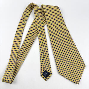 Vintage 90s Polo Ralph Lauren Silk Tie Circle Pattern AOP Yellow Hand Made USA
